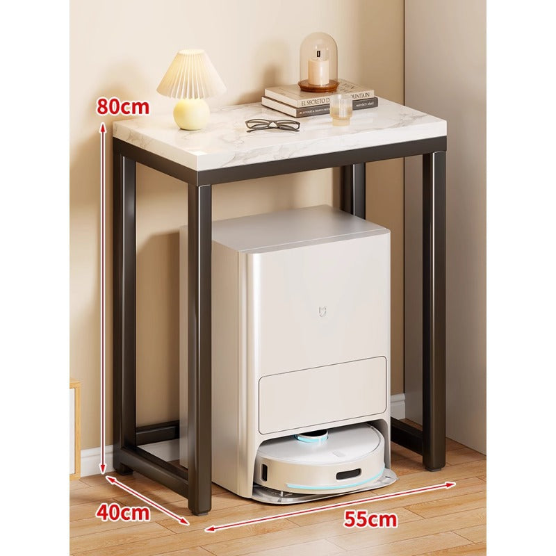 Marble Top Gold Metal Console Stand for Robot Vacuum Dock and Entryway Organizer