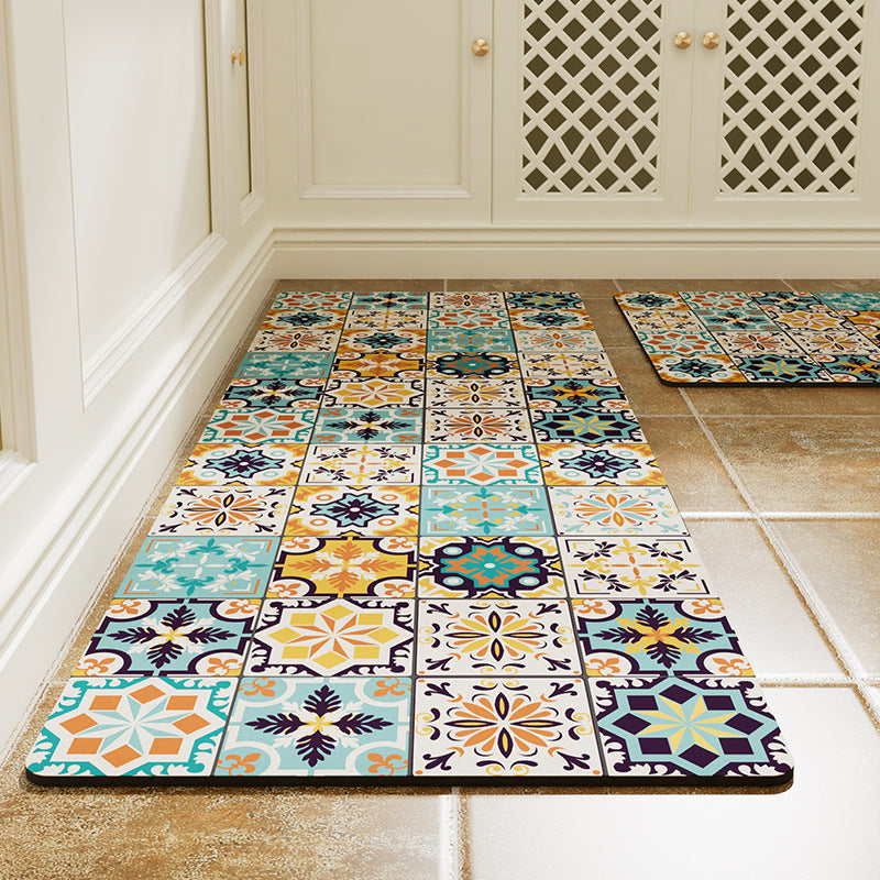Vintage Tile Design Kitchen Runner Mat Kalsten