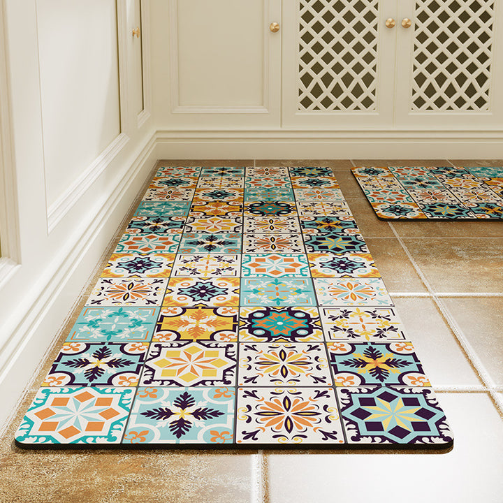 Vintage Tile Design Kitchen Runner Mat Kalsten