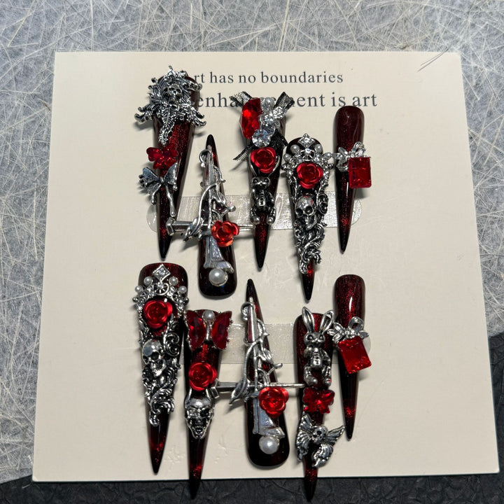 Gothic-Inspired Ornate Press-On Nail Art Set