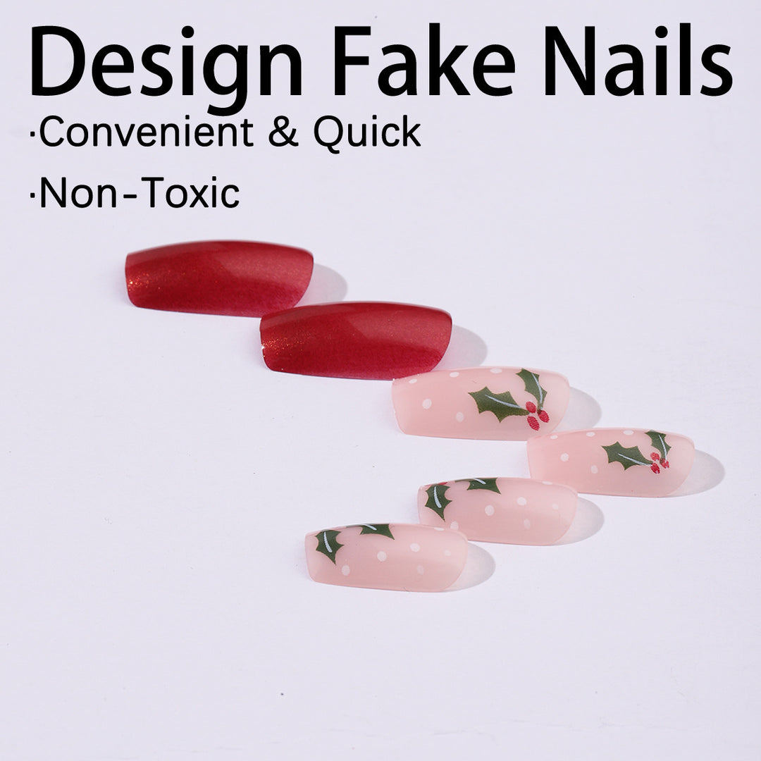 Artificial nail set with festive Christmas design and playful festive decoration Kalsten