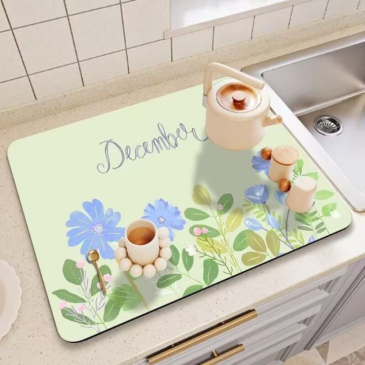 Decorative Floral Print Kitchen Counter Mat Kalsten