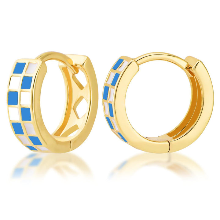 Modern Geometric Enamel Hoop Earrings Kalsten