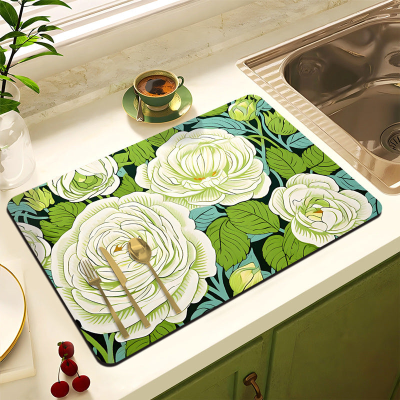 Decorative Floral Kitchen Mat