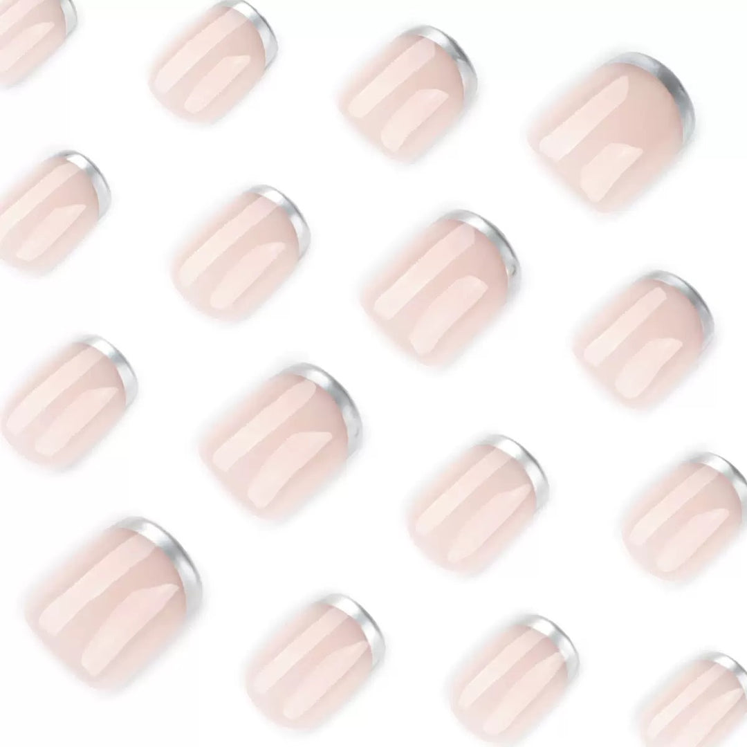 Acrylic Nail Set with Elegant French Design and Shiny Accents Kalsten