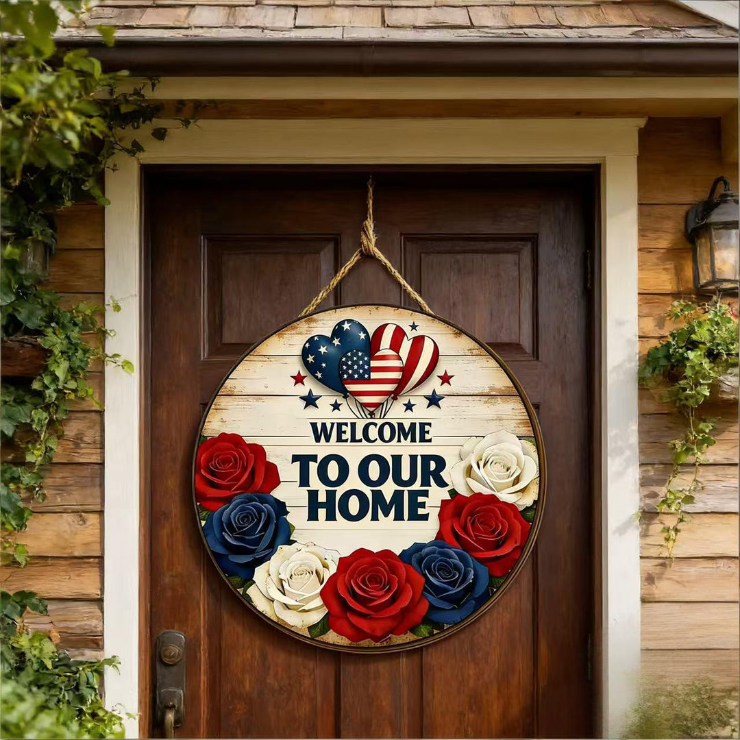 Unisex decorative satin door wreath with star pattern and multi-layered flower look Kalsten