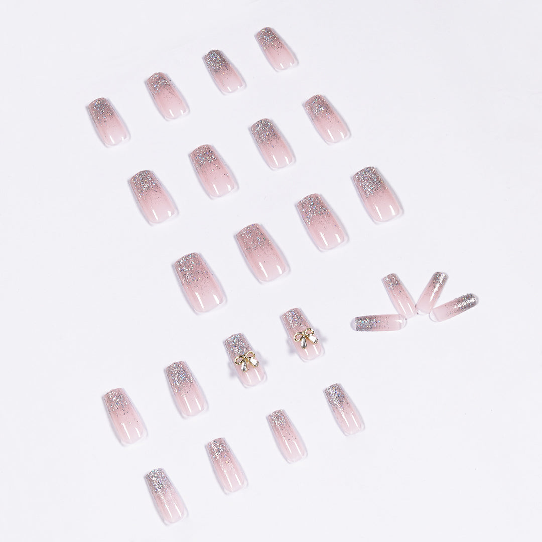 Artful Nail Extensions with Glitter and Decoration Kalsten