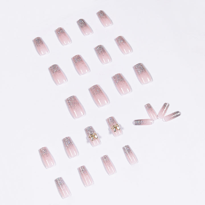 Artful Nail Extensions with Glitter and Decoration Kalsten