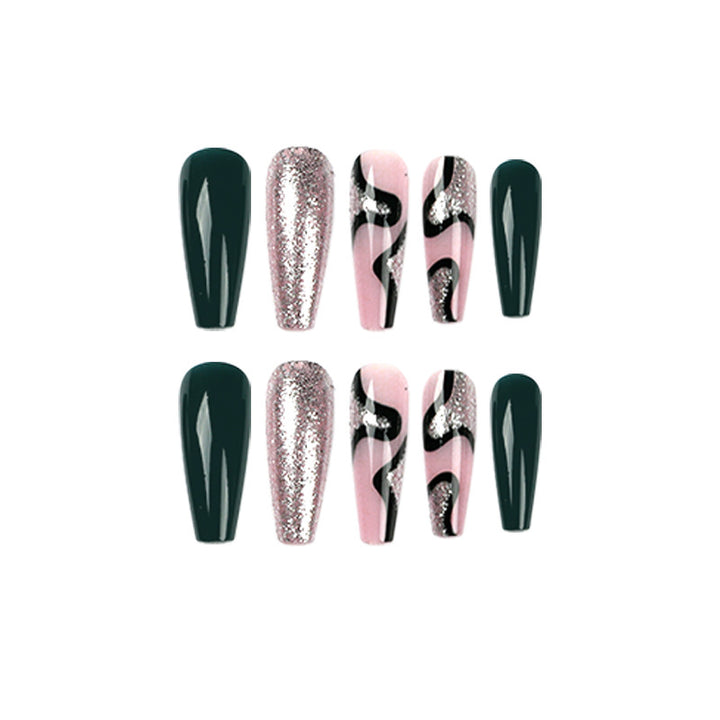 Artificial nail art with elegant glitter and gradient effects Kalsten