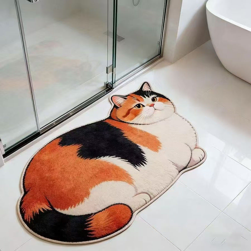 Cat-Shaped Plush Bath Mat