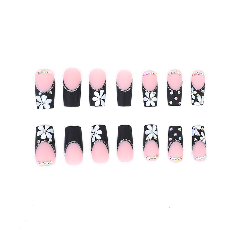 Glamorous Floral and Rhinestone Nail Art Set