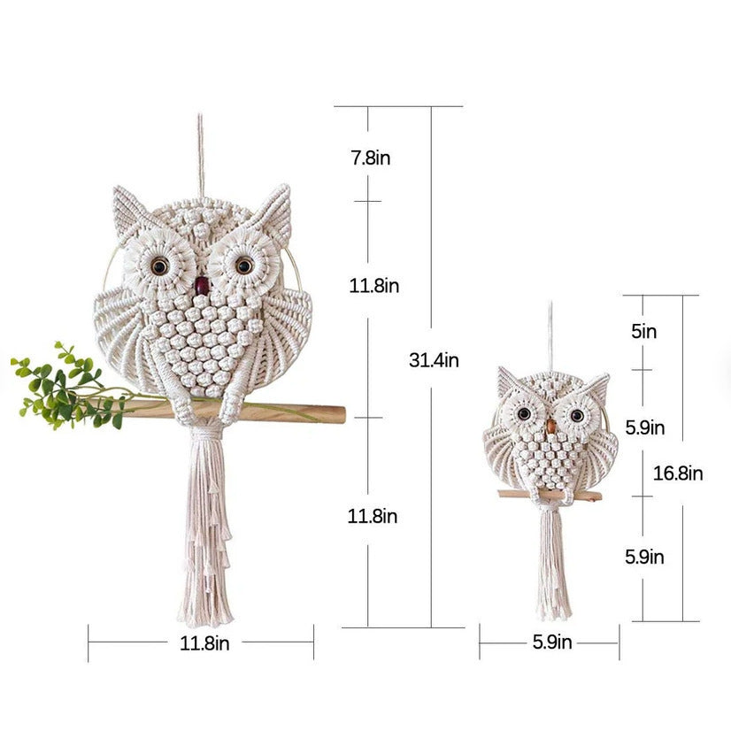 Artful Macrame Wall Hanging In Owl Shape Kalsten