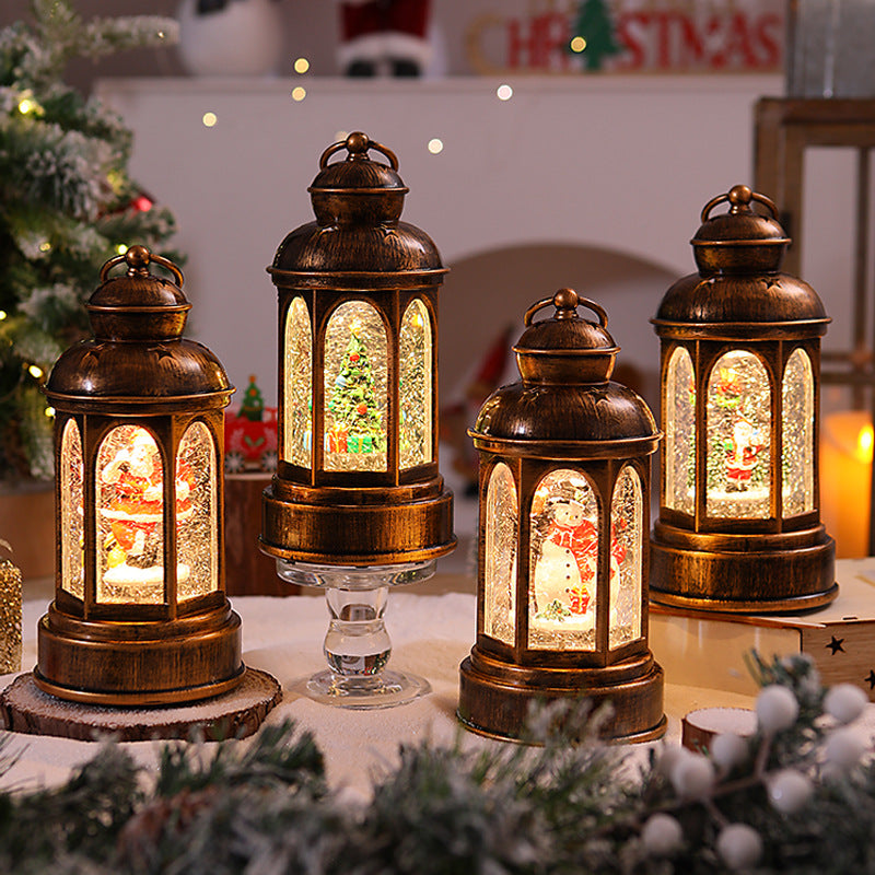 Illuminated Christmas lantern with Santa Claus scene Kalsten
