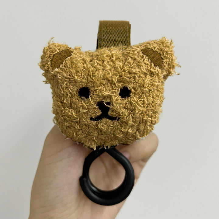 Plush Bear Stroller Hook and Clip Keychain Accessory