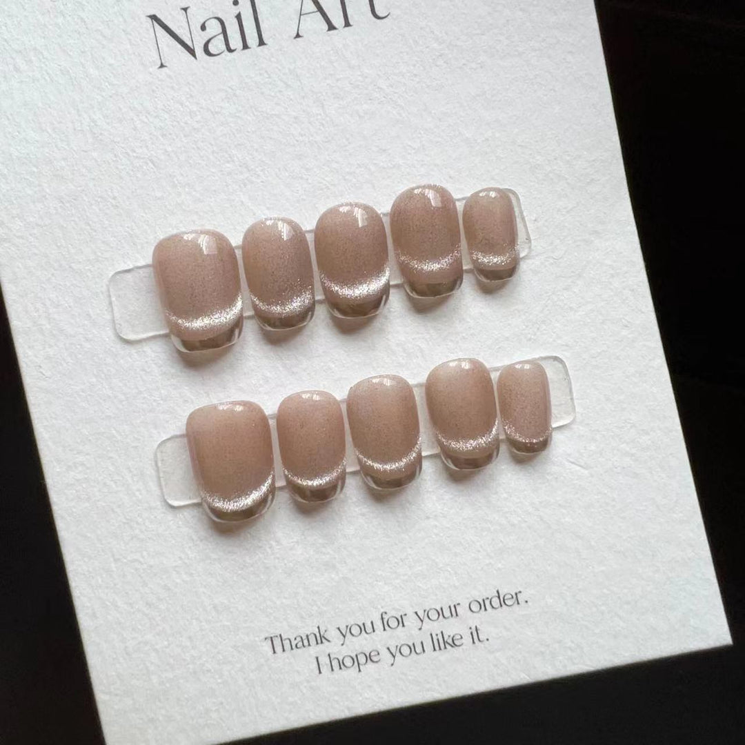 Elegant Press-On Nail Set with Sparkling Design Kalsten