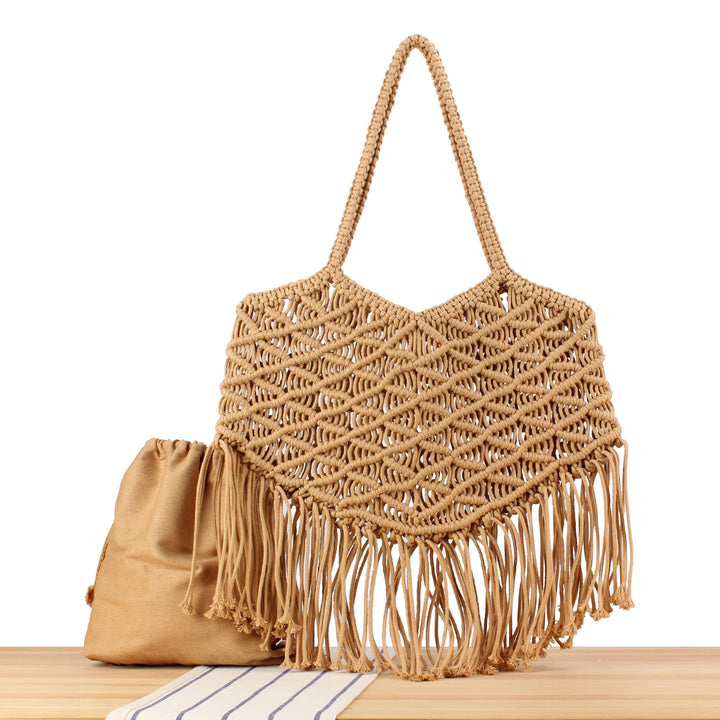 Creative Macrame Bag with Fringed Design Kalsten
