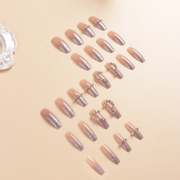 Heart-Shaped Rhinestone Press-On Nail Art Kalsten