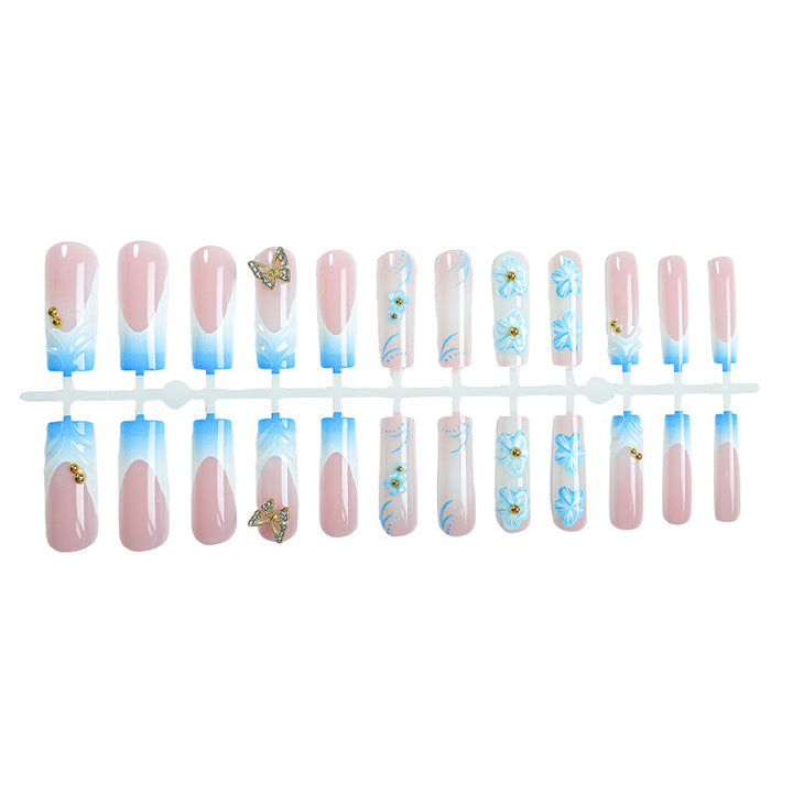 Artistic Press-On Nail Set with Floral and Butterfly Designs kalsten
