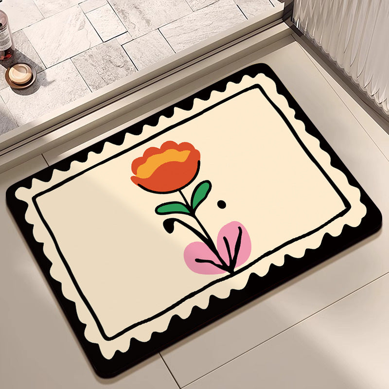 Decorative Floral Print Bath Mat Kalsten