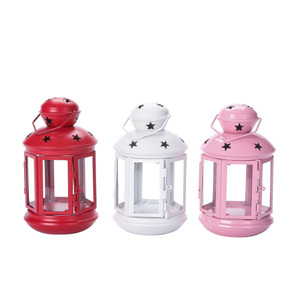 Decorative Star-Cut Glass Panel Metal Tea Light Lantern Kalsten