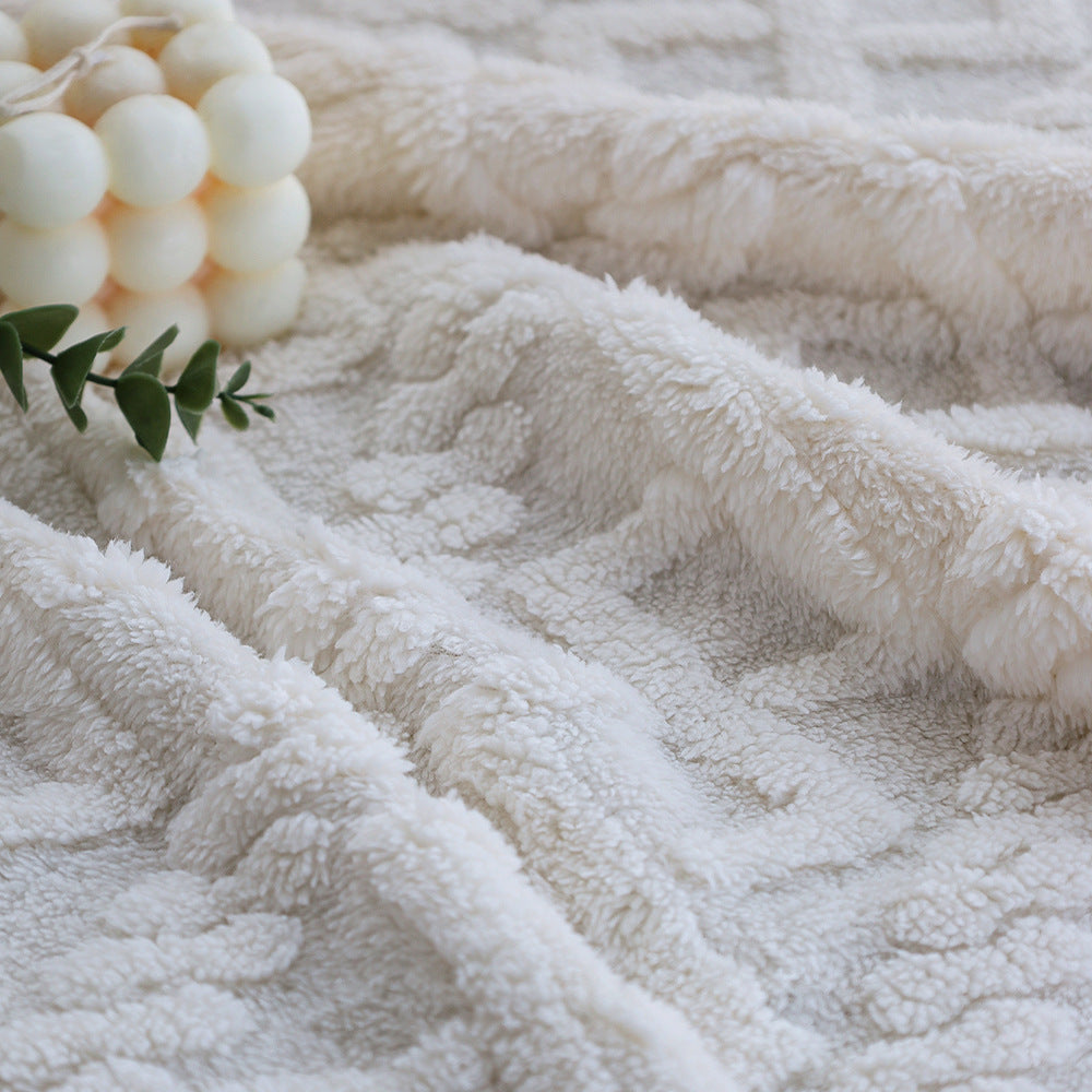 Square plush cushion cover with Scandi braid pattern and extra soft Sherpa quality Kalsten