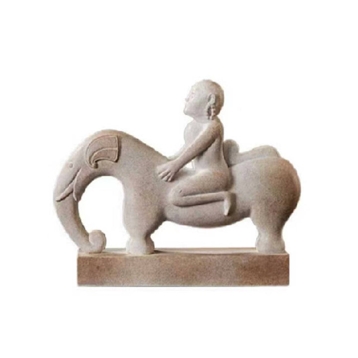 Artistic Elephant Sculpture with Child