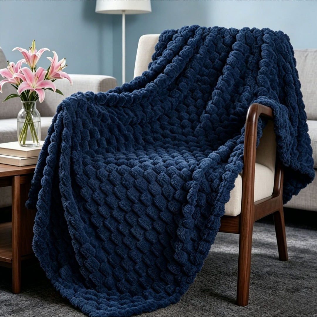 Premium Textured Plush Throw Blanket