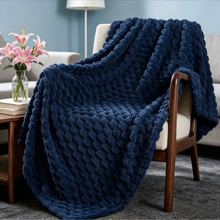 Premium Textured Plush Throw Blanket