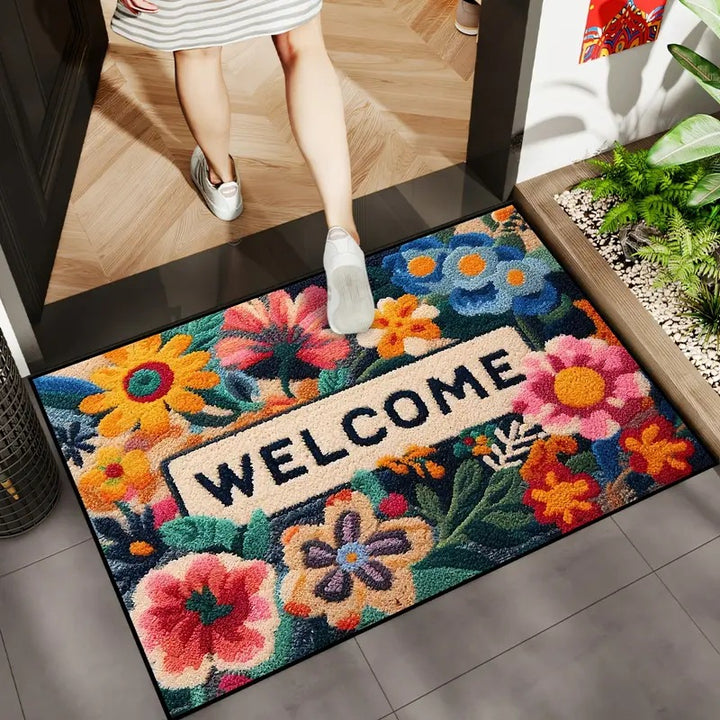 Floral Patterned Welcome Mat Kalsten