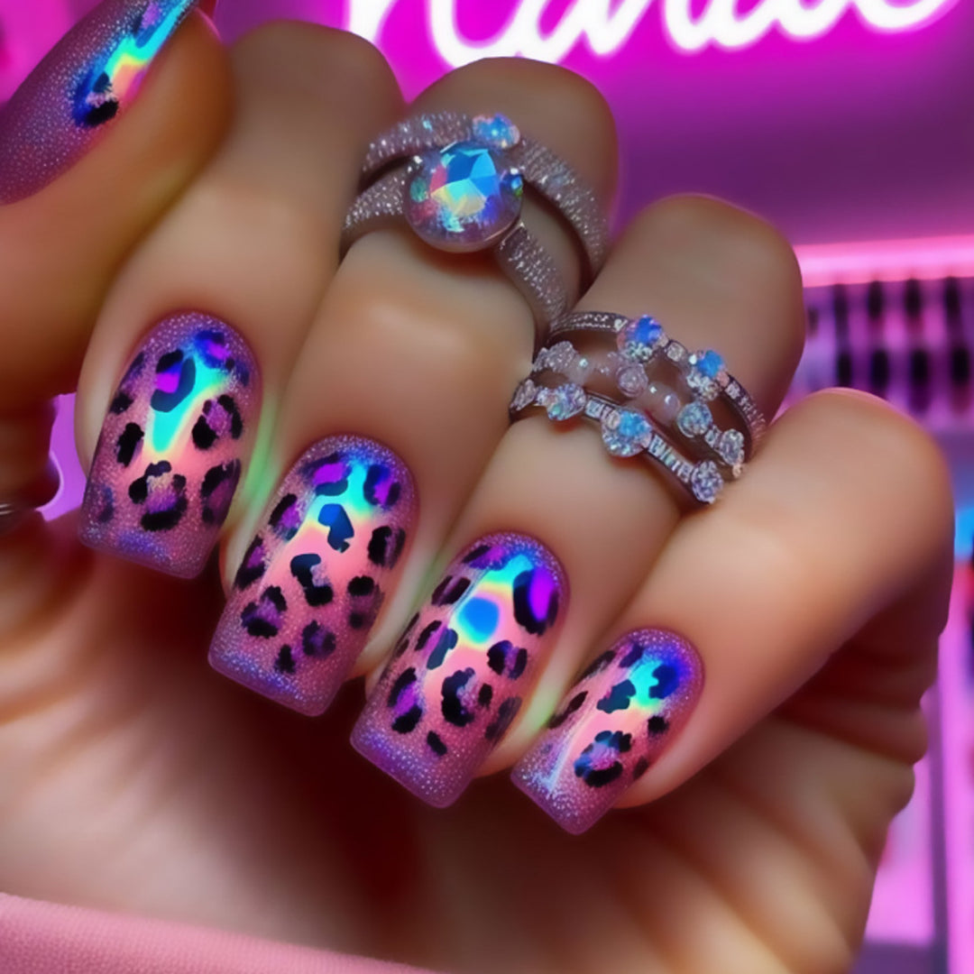 Artistic Leopard Print Gel Nail Extensions Kalsten