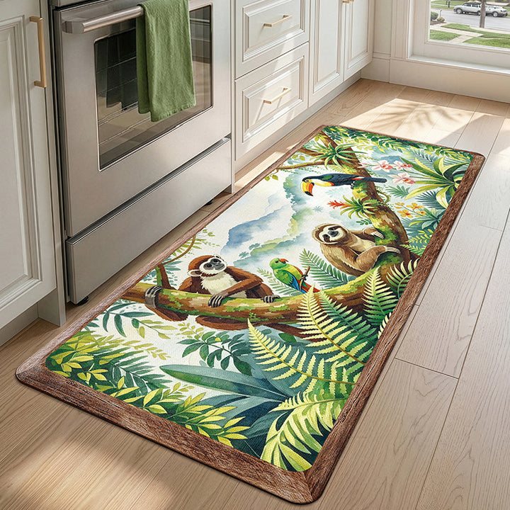Decorative Jungle-Themed Kitchen Runner Mat Kalsten