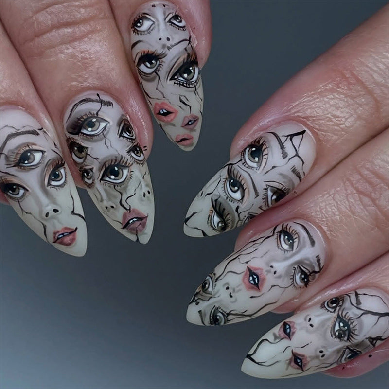 Artificial nail set with unique facial designs Kalsten
