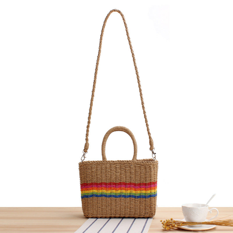 Braided shoulder bag with colorful striped design Kalsten