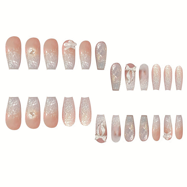 Glittery Bow-Embellished Press-On Nails Kalsten