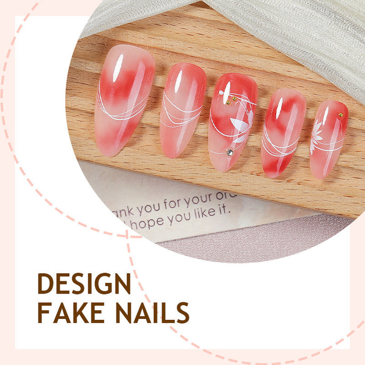 Acrylic nail set with elegant ombre design and floral accent Kalsten