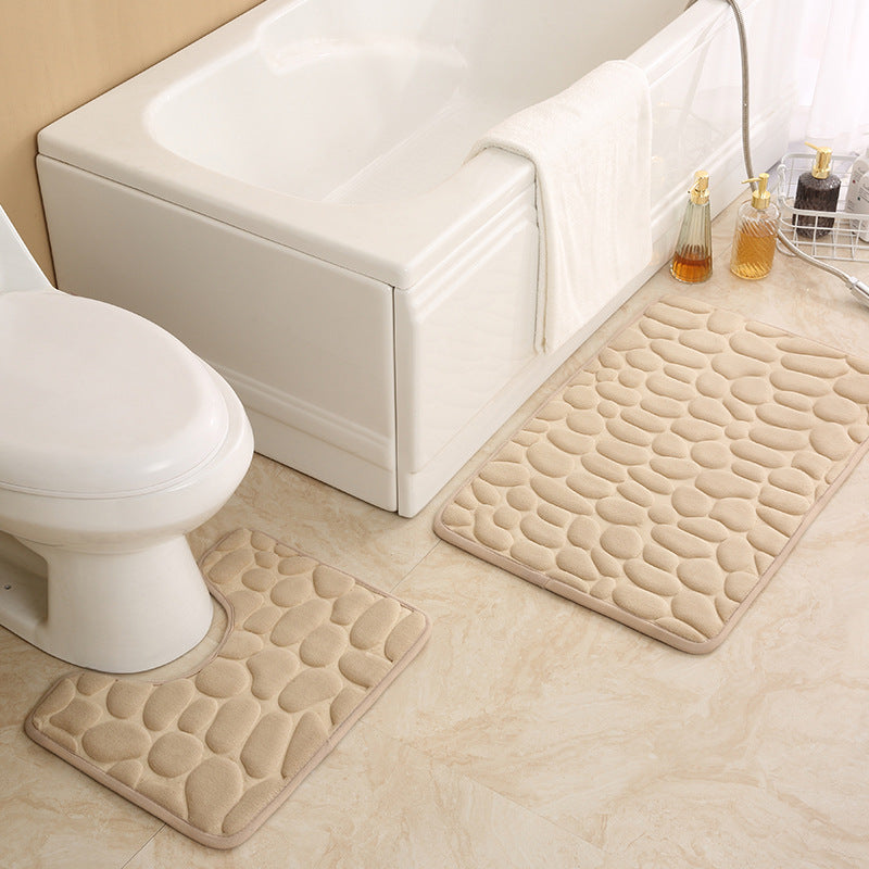 Textured Stone Pattern Bath Mat Set Kalsten