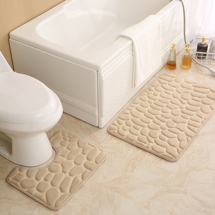 Textured Stone Pattern Bath Mat Set Kalsten