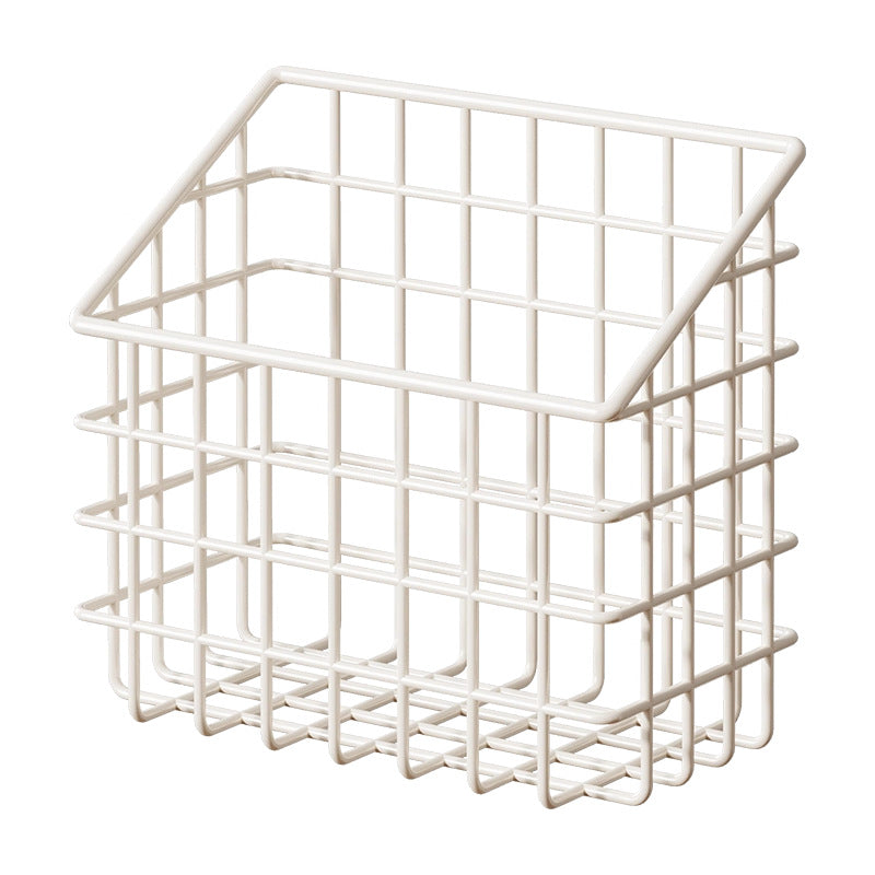 Space-Saving Wall-Mounted Grid Storage Basket for Towels and Linens