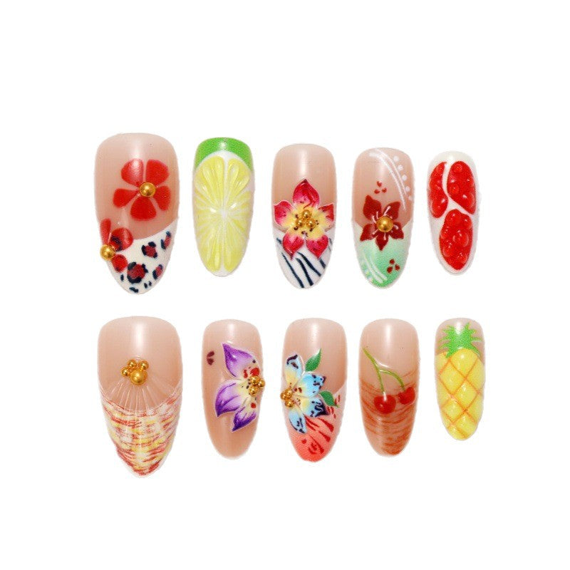 Flower Motif Artificial Nails Kalsten