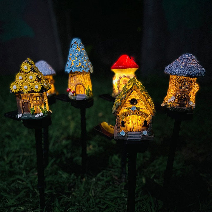 Solar Mushroom House Garden Stake Light With Rechargeable Battery Kalsten