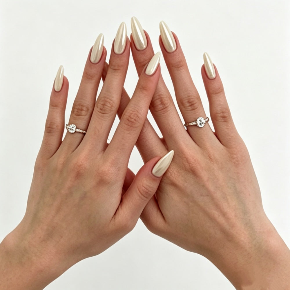 Metallic Almond-Shaped Press-On Nails Kalsten