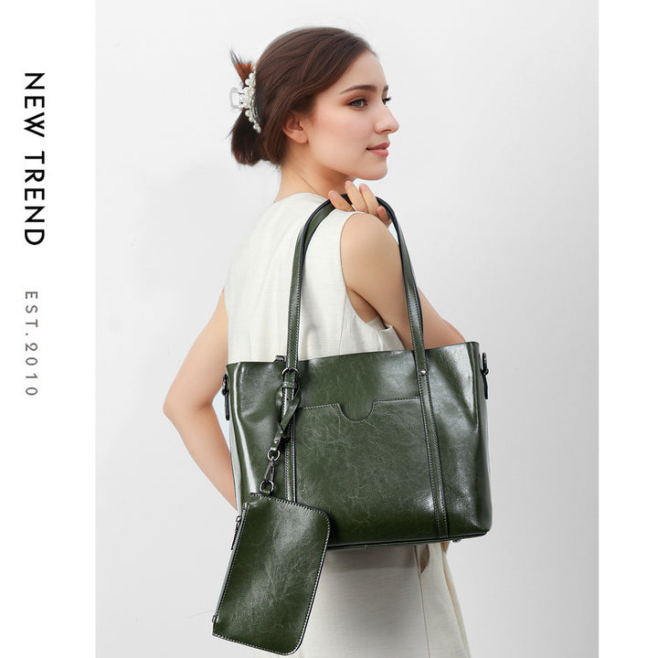Structured Leather-Effect Tote Bag with Detachable Pouch