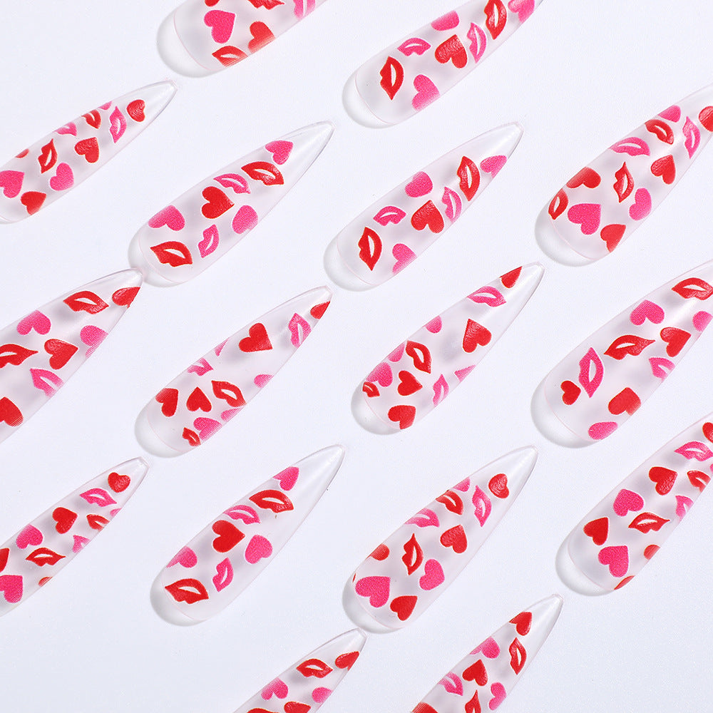 Artificial nail tips with heart motifs Kalsten