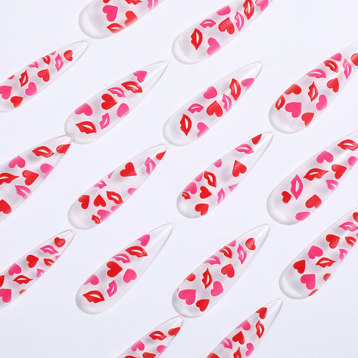 Artificial nail tips with heart motifs Kalsten
