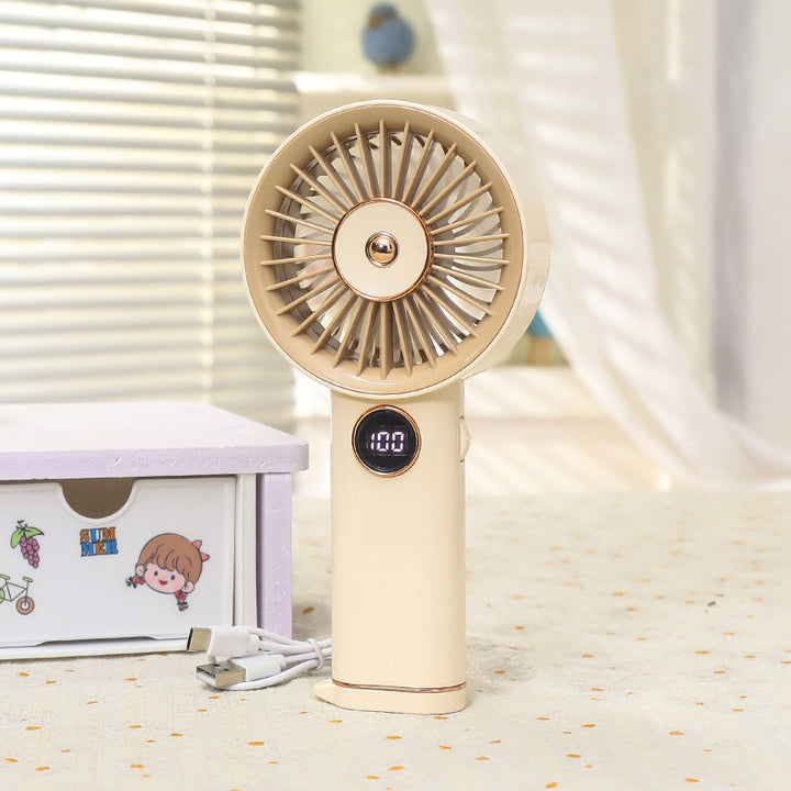 Women's Portable Hand Fan with USB Charging Function and Variable Speed Control Kalsten
