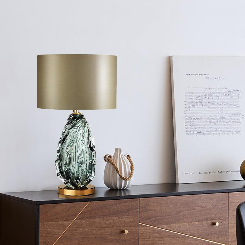 Textured Glass Table Lamp with Elegant Metal Shade