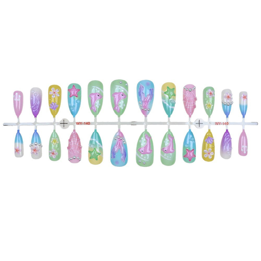 Artistic Ocean-Themed Press-On Nail Set Kalsten