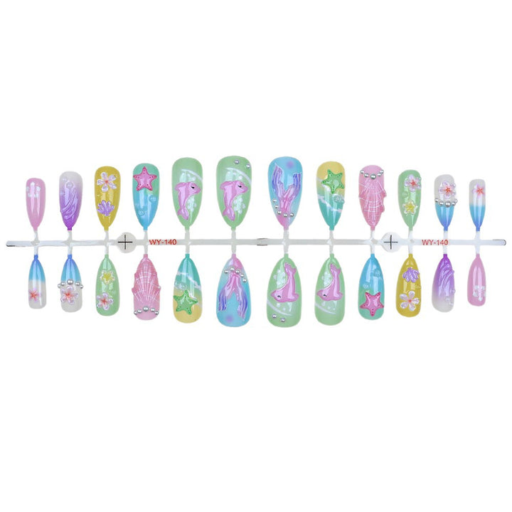 Artistic Ocean-Themed Press-On Nail Set Kalsten