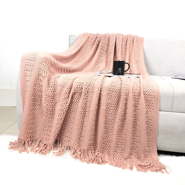 Textured Handwoven Throw Blanket Kalsten
