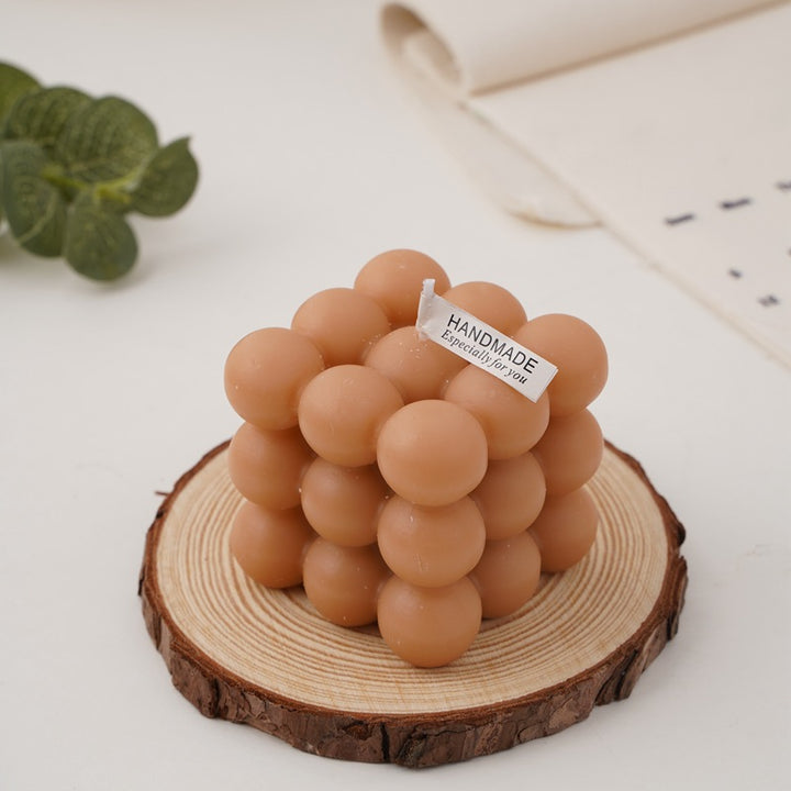 Handcrafted Sphere-Cluster Cube Soy Wax Candle Centerpiece